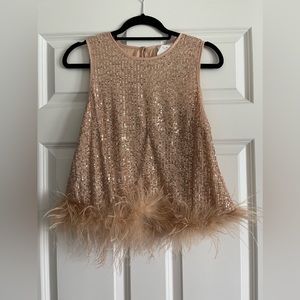 Champagne Sequin/Feather Top